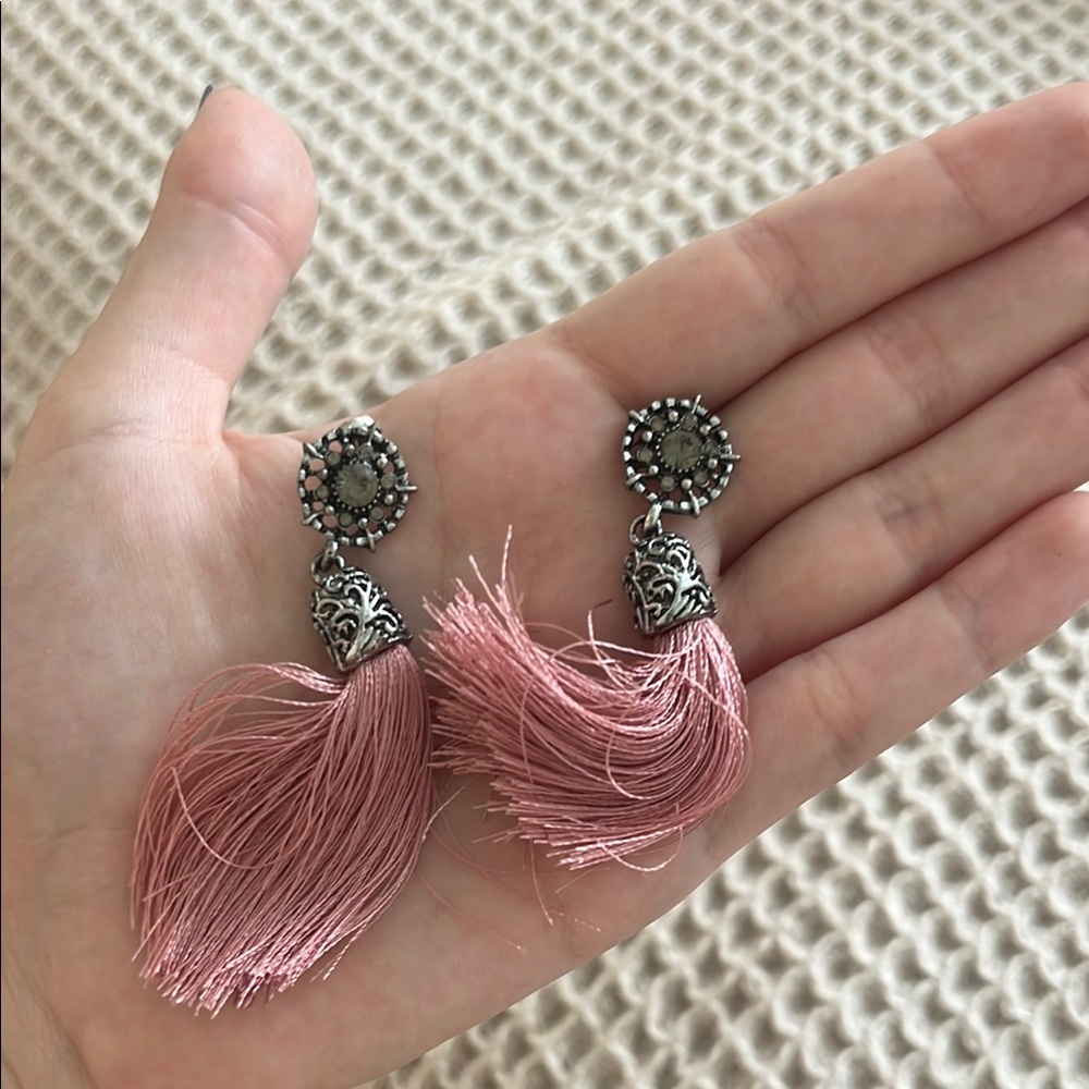 SHEIN Pink Tassel Earrings